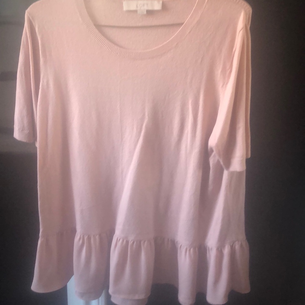 Loft pale pink peplum top large